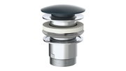 Design-afvoerklep in zijaanzicht, bestaande uit meerdere lagen metaal en afdichtingsmateriaal.