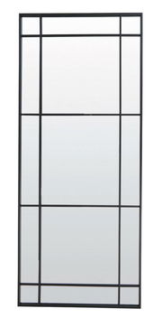 Rechteckiger Spiegel mit schwarzem Metallrahmen und Gitterdesign, Frontalansicht