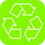 Recycling-Symbol auf grünem Hintergrund, Draufsicht
