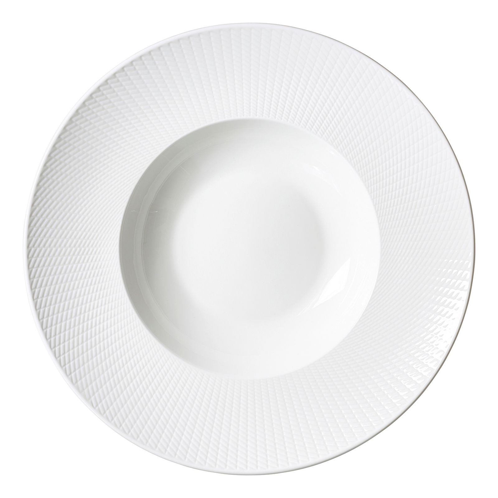 Weißer Pastateller mit strukturiertem Rand, Draufsicht