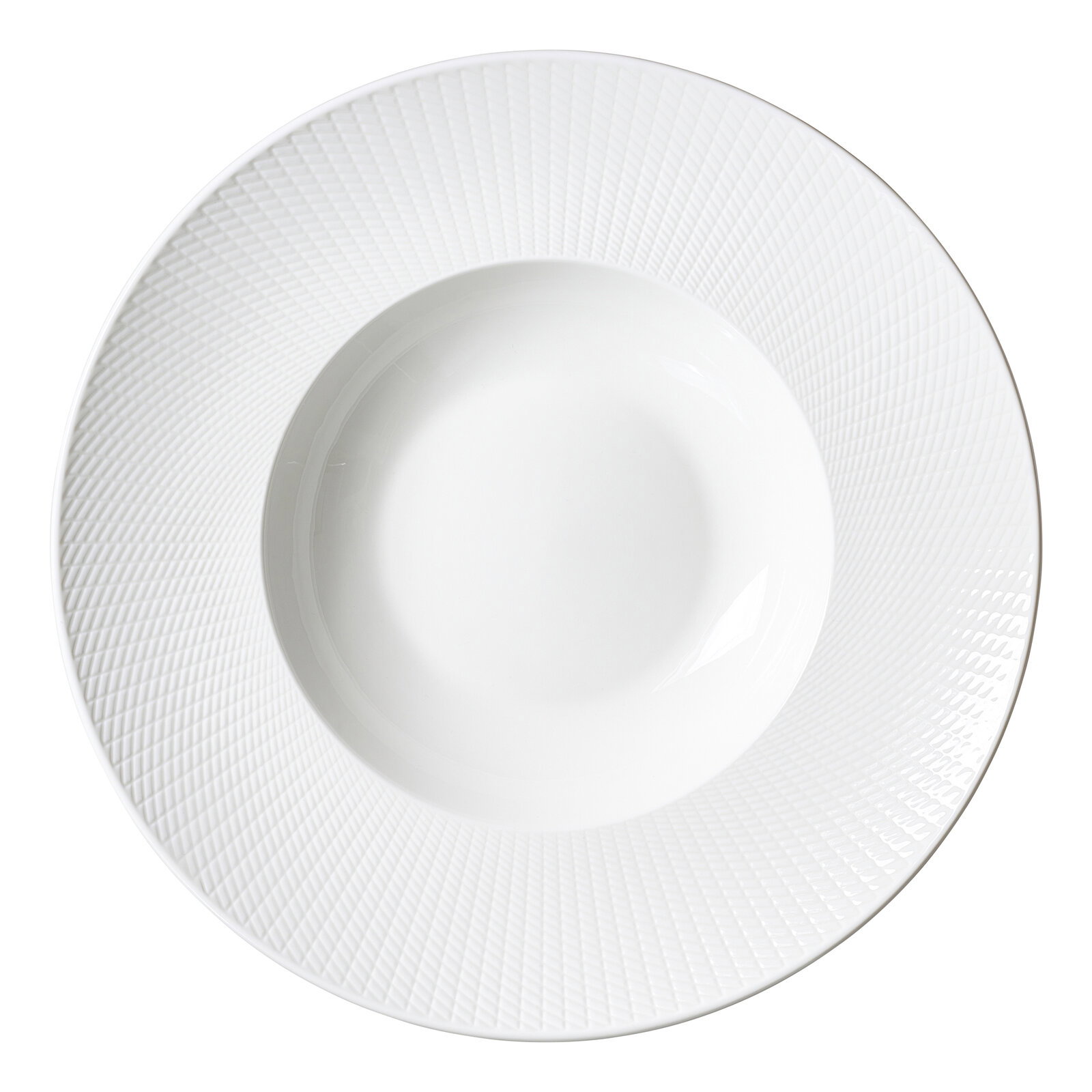 Weißer Pastateller mit strukturiertem Rand, Draufsicht