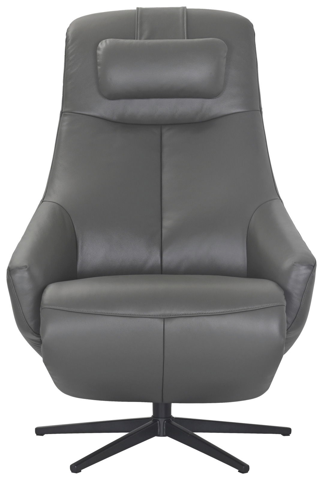 Grauer Relaxsessel aus Leder, Frontalansicht