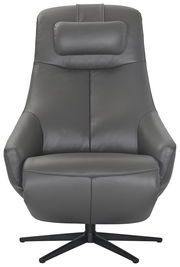 Grauer Relaxsessel aus Leder, Frontalansicht