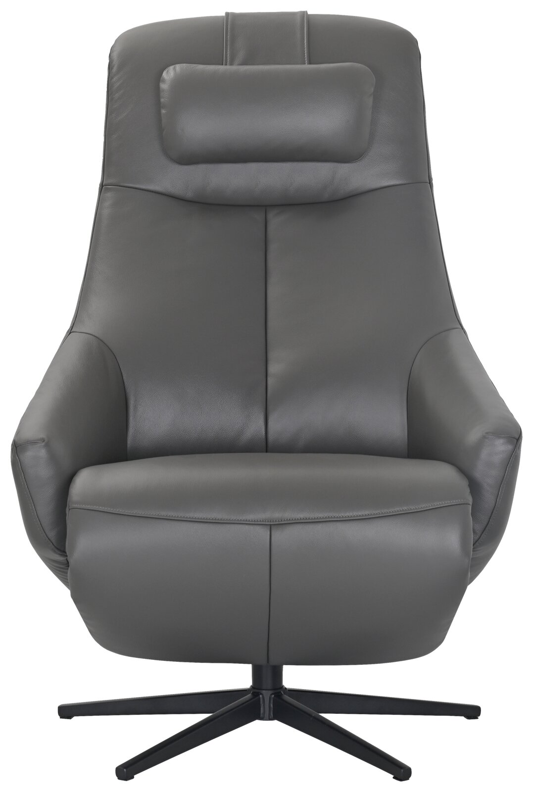 Grauer Relaxsessel aus Leder, Frontalansicht