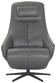 Grauer Relaxsessel aus Leder, Frontalansicht