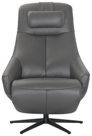 Grijze lederen relaxfauteuil, vooraanzicht