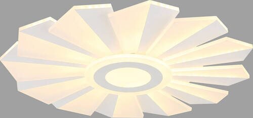 Moderne LED-Deckenleuchte in Blütenform, seitliche Perspektive