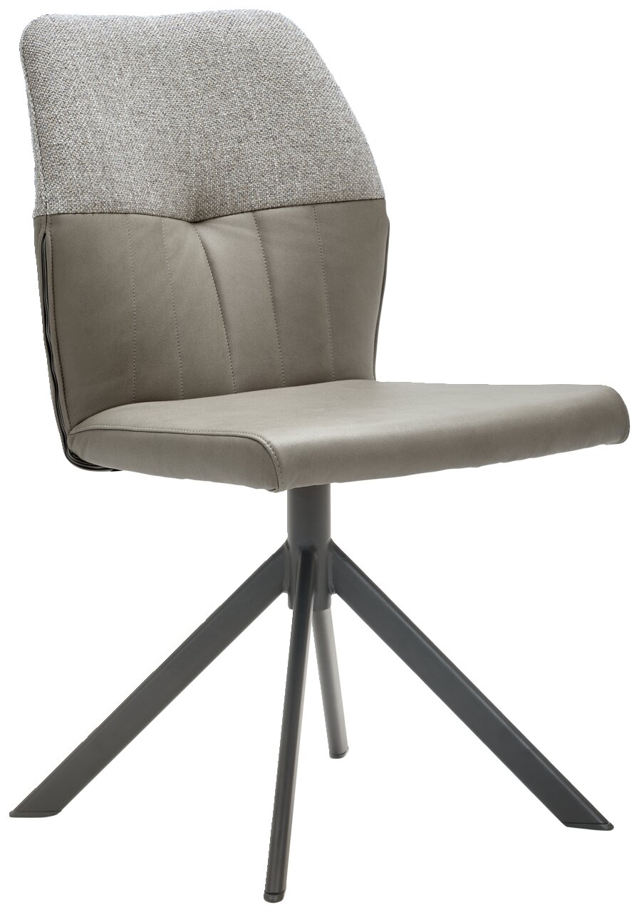 Valdera Stuhl CORDOBA Moderner Stuhl mit gepolsterter Sitzfläche und Rückenlehne, graue Metallbeine, seitliche Perspektive