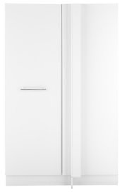 Weißer Eckschrank mit modernem Design, frontal abgebildet