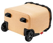 Carrycruiser in zijaanzicht met beige stoffen bekleding en zwarte wielen
