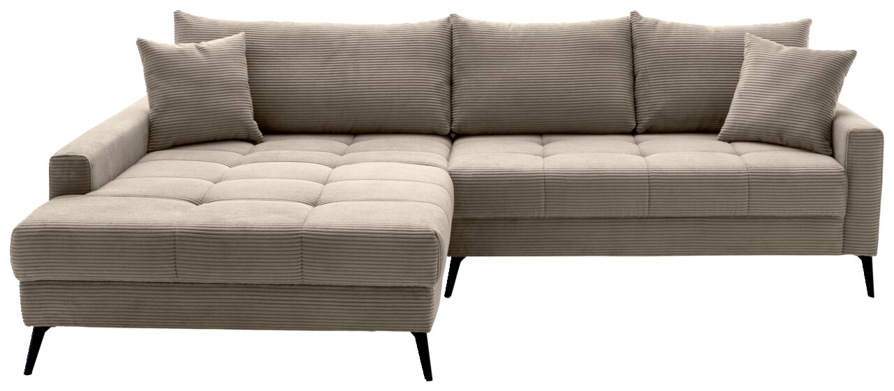 Beige Ecksofa mit linker Ottomane, Vorderansicht