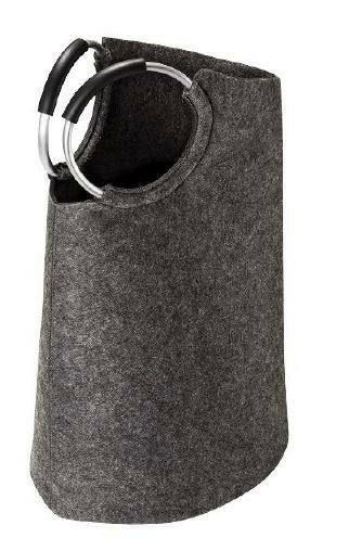 XORA Wäschesack MIRO Grauer Wäschesack aus Filz mit zwei runden Griffen, seitliche Perspektive