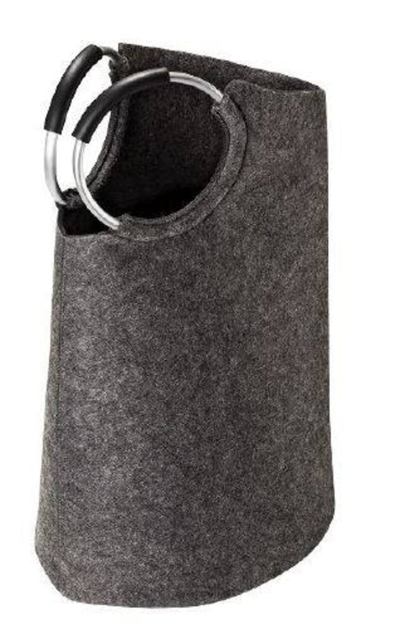 XORA Wäschesack MIRO Grauer Wäschesack aus Filz mit zwei runden Griffen, seitliche Perspektive