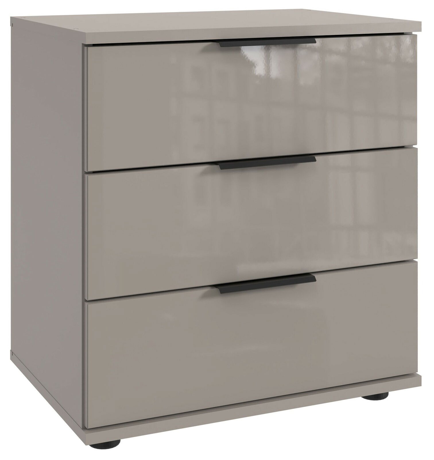 Z2 Nachtkommode SAIGON Moderne Nachtkommode mit drei Schubladen in Hochglanzoptik, seitliche Perspektive