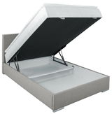 Boxbett 140 mit geöffnetem Bettkasten, seitliche Perspektive