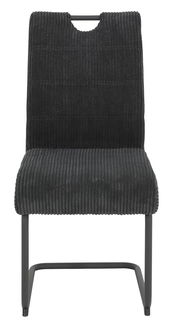 Schwarzer Schwingstuhl mit geripptem Stoffbezug, Vorderansicht