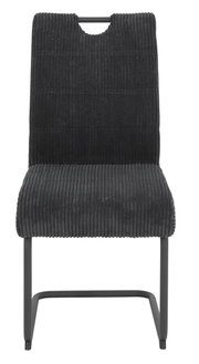 Schwarzer Schwingstuhl mit geripptem Stoffbezug, Vorderansicht