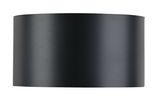 Schwarze, zylindrische Wandleuchte PURE CLIPSE von Paul Neuhaus, frontal abgebildet.