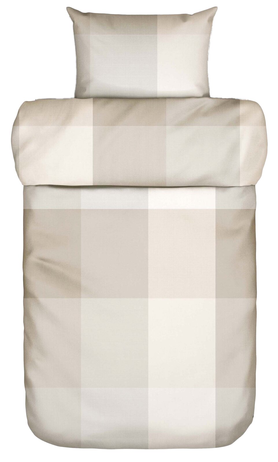 Marc O'Polo Beddengoed ERLIV Beddengoedset in beige- en wittinten met ruitjespatroon, gezien van bovenaf