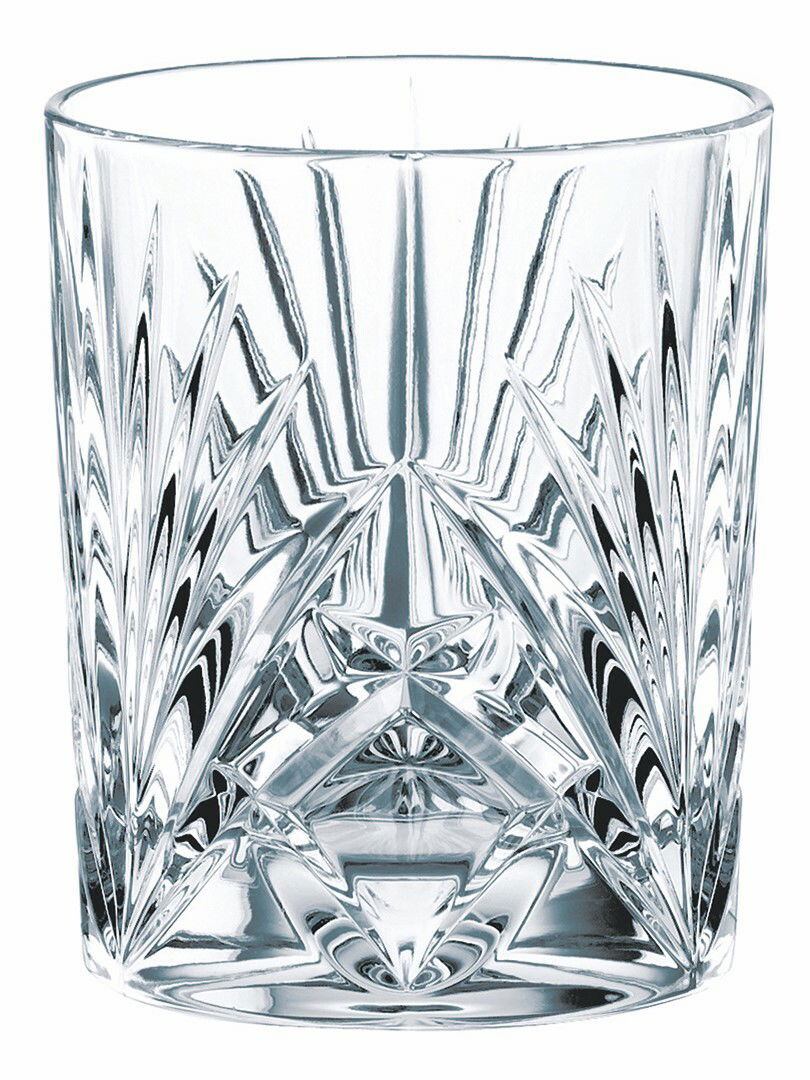 Kristallglas mit facettiertem Design, seitliche Perspektive