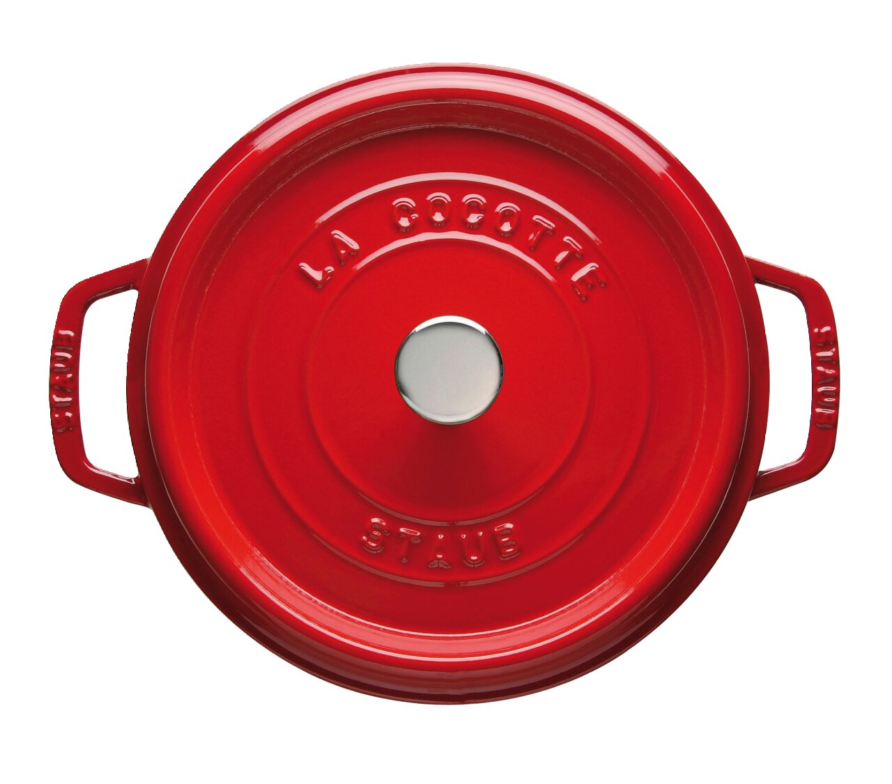Staub Bräter Rote runde Cocotte mit Deckel, Draufsicht