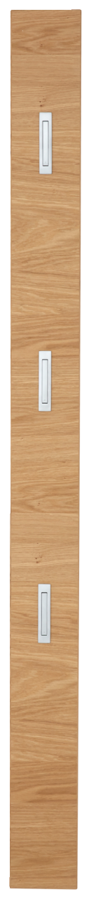 Garderobenpaneel aus Holz mit drei Haken, frontale Ansicht