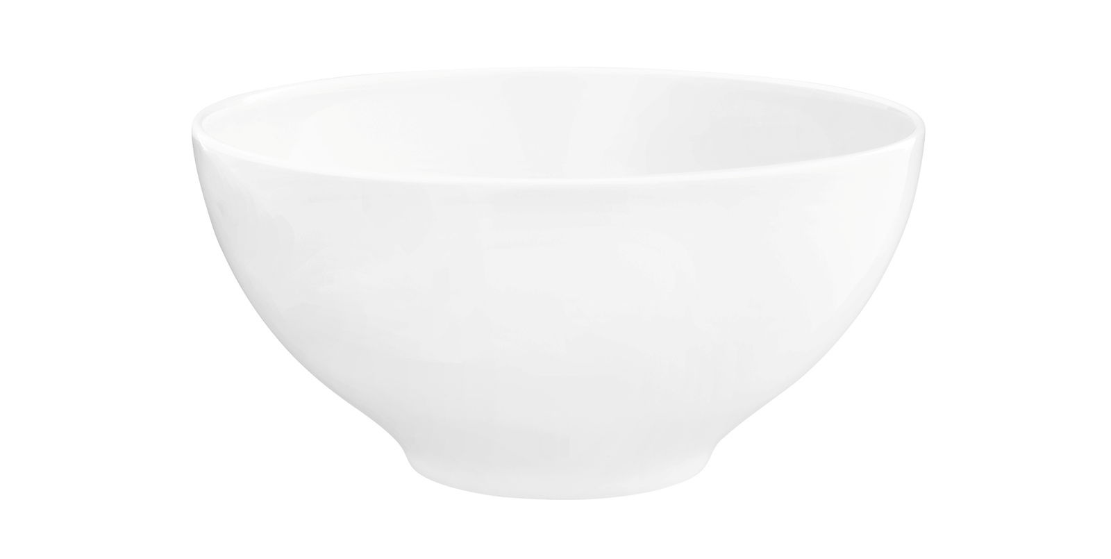 Weiße, runde Schüssel mit einem Durchmesser von 15,5 cm, seitliche Perspektive