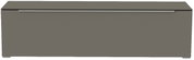 Frontansicht eines grauen TV-Lowboards mit schlichtem Design und einer langen Griffleiste.