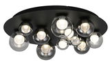 Moderne LED-Deckenleuchte mit mehreren kugelförmigen Glaskörpern, seitliche Perspektive