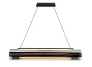 Moderne LED-Hängeleuchte in zylindrischer Form, seitliche Perspektive