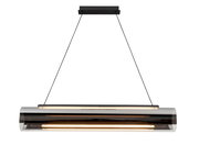 Moderne LED-Hängeleuchte in zylindrischer Form, seitliche Perspektive