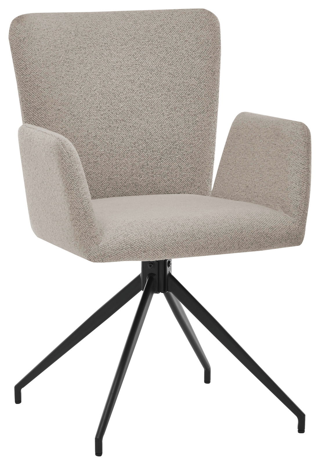 Set one by Musterring Armlehnstuhl SET ONE EL PASO Moderner Armlehnstuhl mit hellgrauem Stoffbezug und schwarzem Metallgestell, seitliche Perspektive