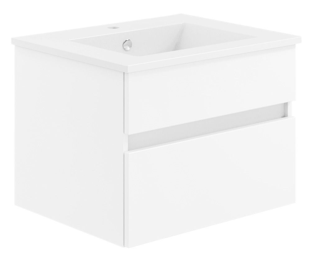 Puris Badkombination GET2YOU 21 Weiße Badkombination aus der Serie NEXT4YOU von Puris mit zwei Schubladen, seitliche Perspektive