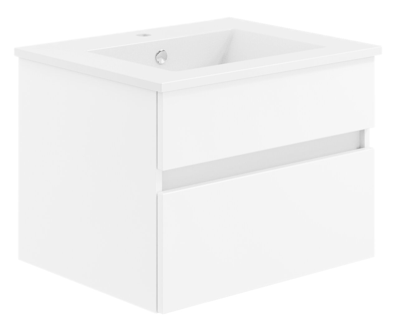 Puris Badkombination GET2YOU 21 Weiße Badkombination aus der Serie NEXT4YOU von Puris mit zwei Schubladen, seitliche Perspektive