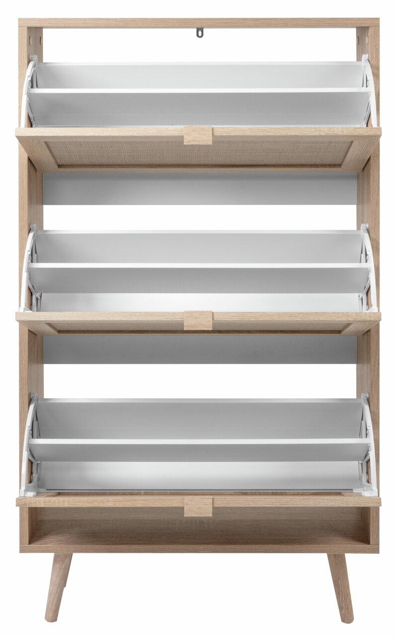 Schuhkipper aus Holz mit drei Klappen, frontal betrachtet