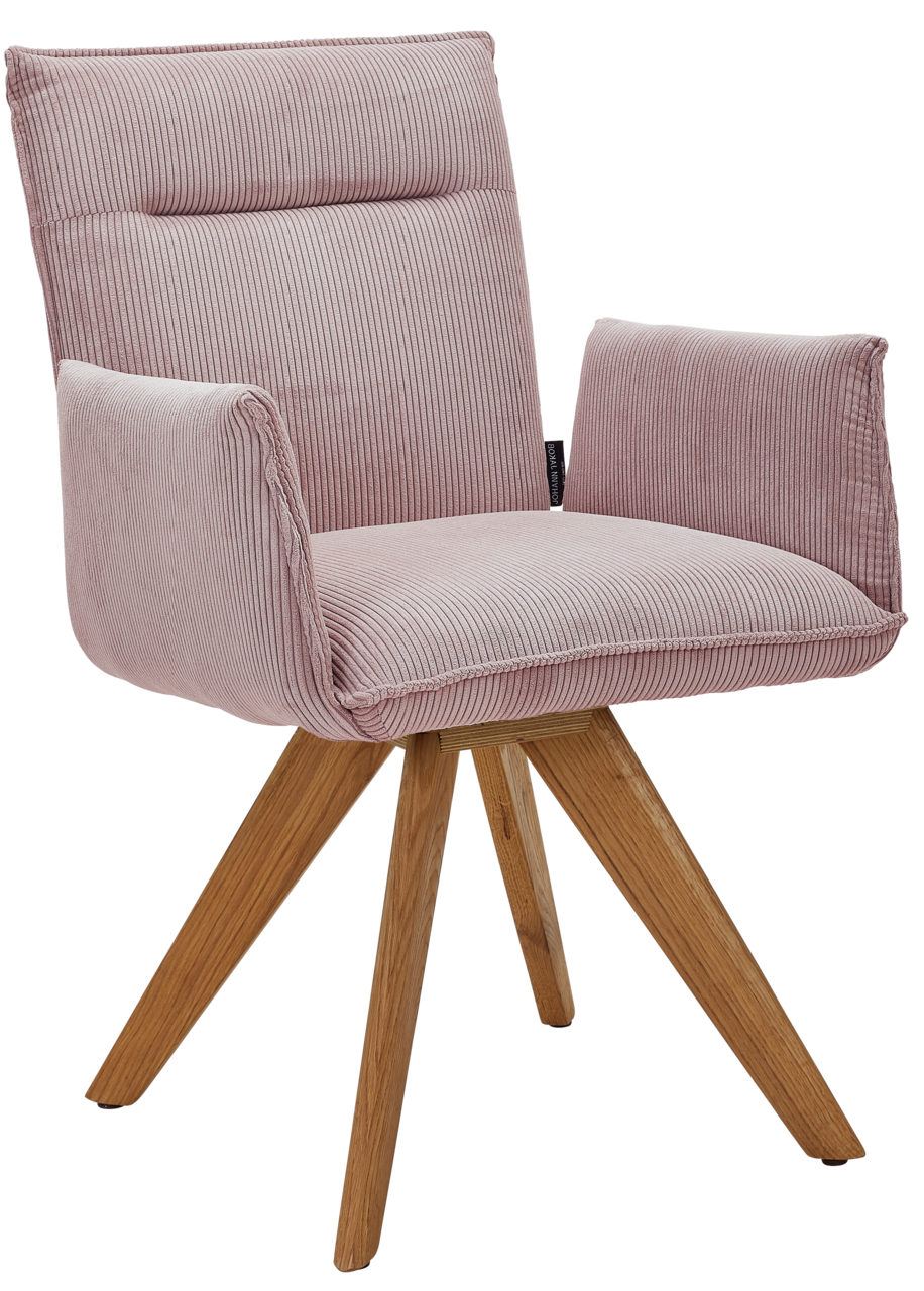 Johann Jakob Armlehnstuhl CALAS Rosa Armlehnstuhl mit Holzbeinen, Vorderansicht