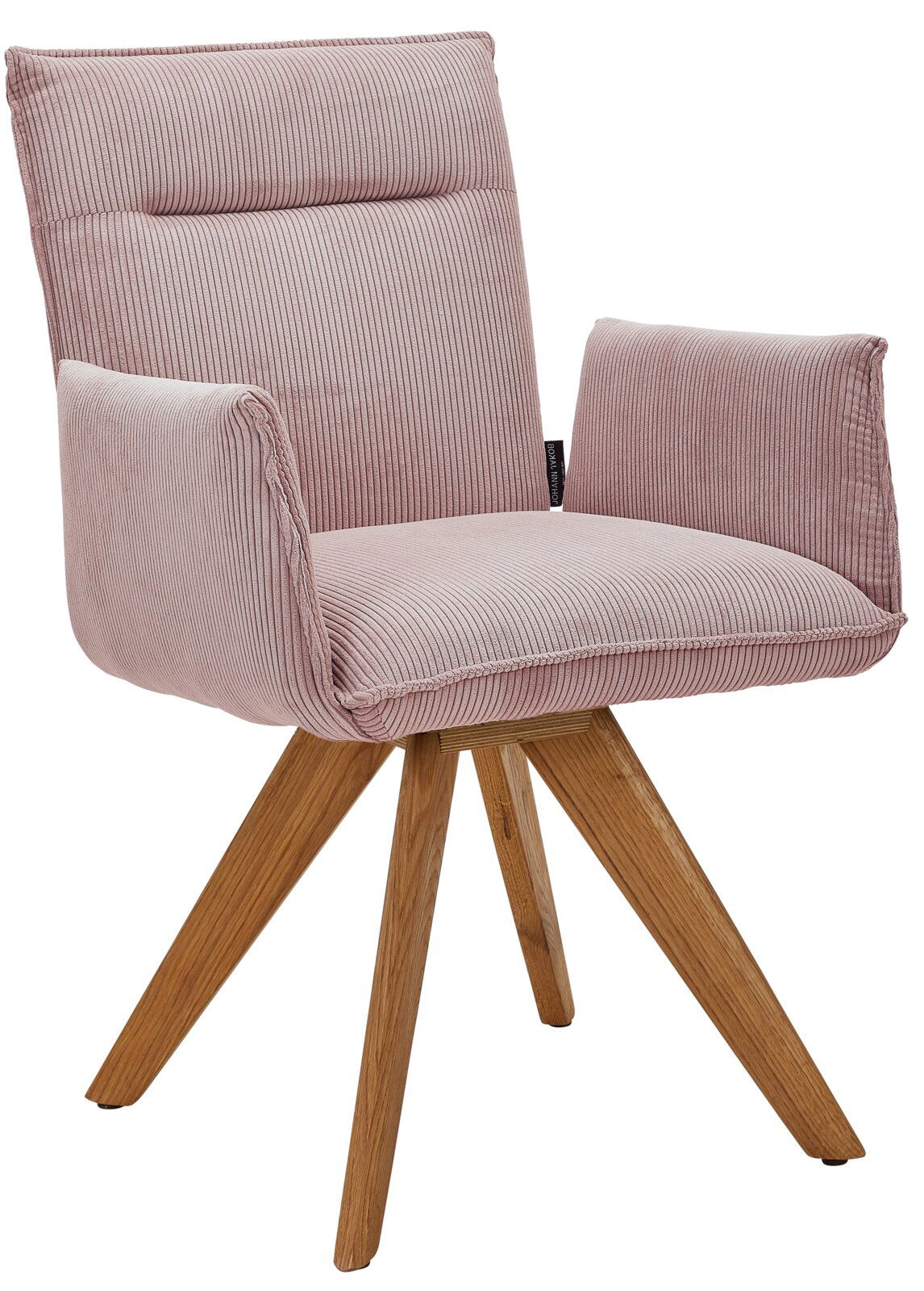 Johann Jakob Armlehnstuhl CALAS Rosa Armlehnstuhl mit Holzbeinen, Vorderansicht