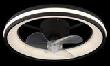 Moderner Deckenventilator mit LED-Beleuchtung, seitliche Perspektive