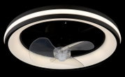 Moderne plafondventilator met ledverlichting, zijaanzicht