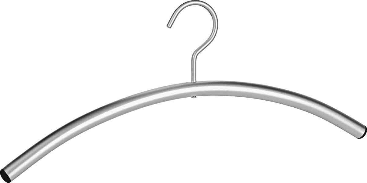 Metall-Kleiderbügel in Frontalansicht mit gebogenem Design und Haken