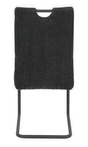 Schwingstuhl mit schwarzem, geripptem Stoffbezug, Vorderansicht