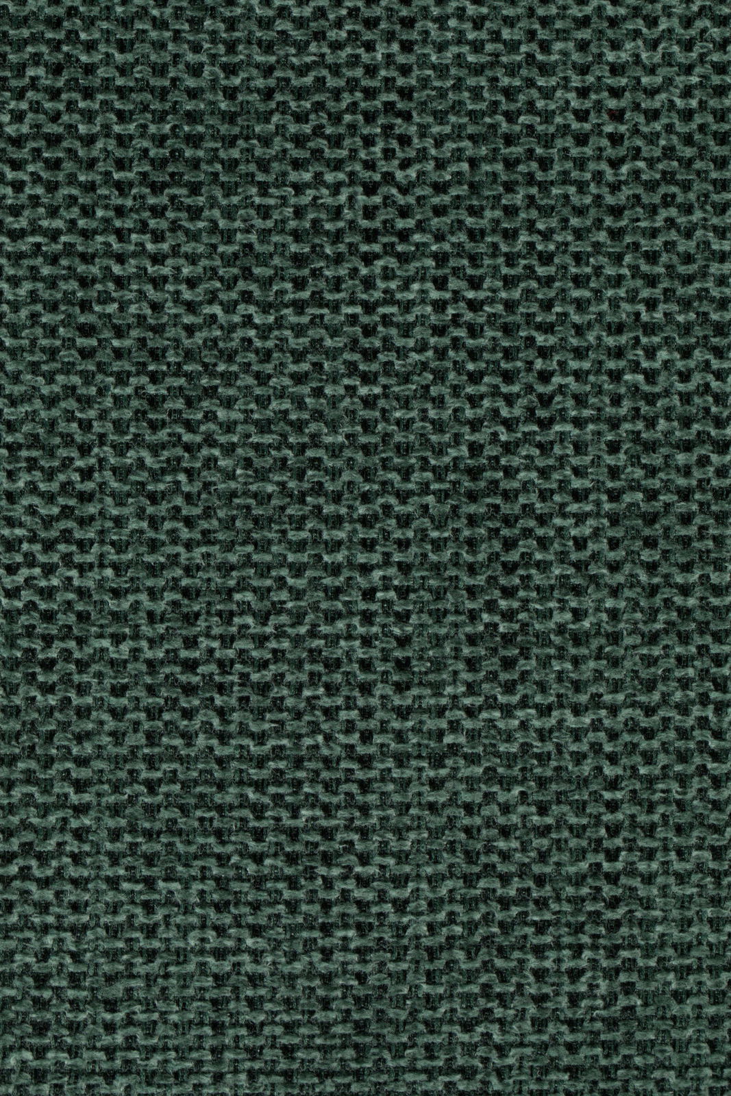 Nahaufnahme eines dunkelgrünen Stoffmusters mit grober Webstruktur.