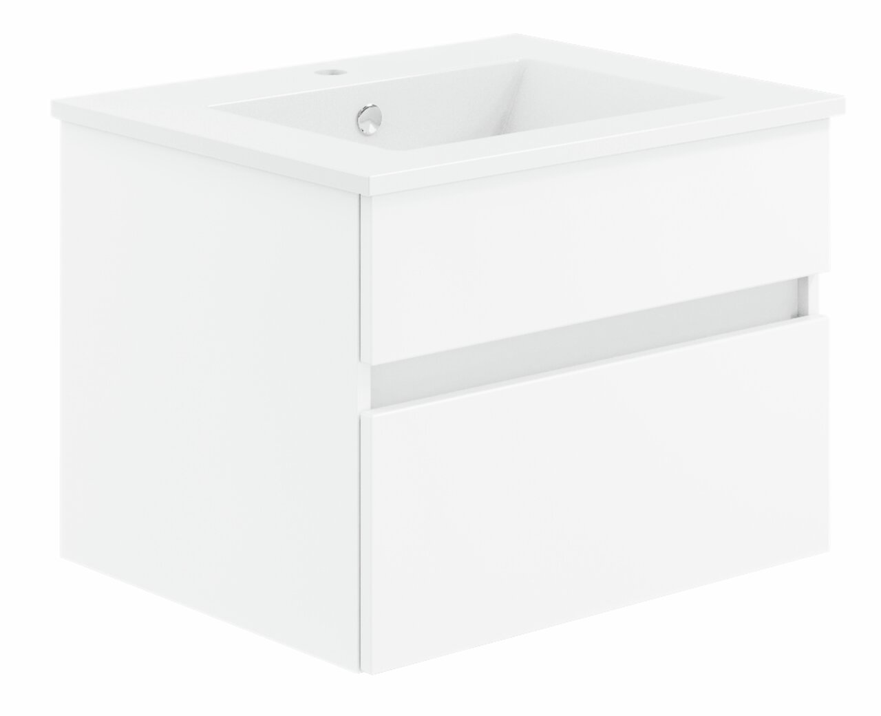 Puris Badkombination GET2YOU 21 Weiße Badkombination mit Waschbecken, zwei Schubladen, seitliche Perspektive