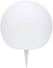 Runde Solarleuchte mit Erdspieß, frontal abgebildet