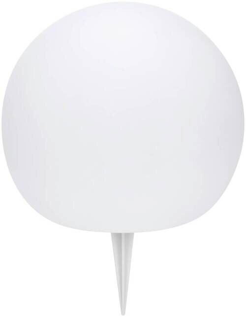 Runde Solarleuchte mit Erdspieß, frontal abgebildet