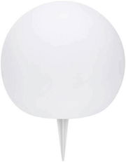 Runde Solarleuchte mit Erdspieß, frontal abgebildet