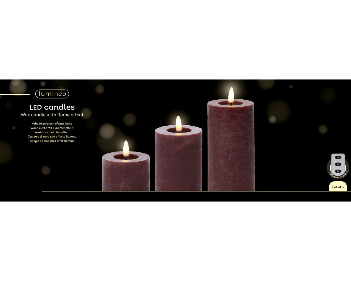 Lumineo LED-Wachskerzen 3-tlg. mit Fernbedienung Lumineo LED-Wachskerzen 3-tlg. mit Fernbedienung