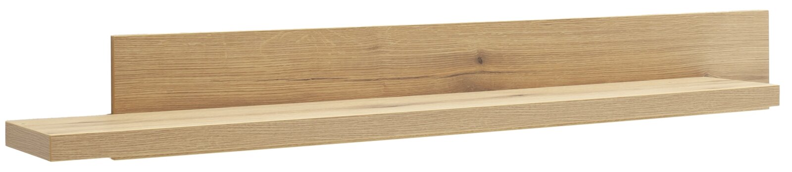 Houten wandplank in eikenlook, zijaanzicht