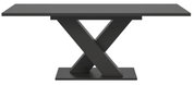 Moderner Esstisch mit X-förmigem Gestell in dunkler Farbe, Frontalansicht
