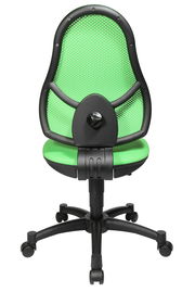 Grüner Drehstuhl mit schwarzem Rahmen, Ansicht von hinten